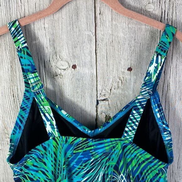 LL Bean Shaping Palm Print Tankini Swim Top Size 12    31 - Picture 5 of 8